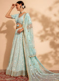 Pastel Blue Embroidery Wedding Lehenga Choli