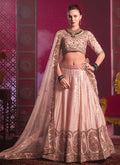 Peach Multi Traditional Embroidered Bridal Lehenga Choli