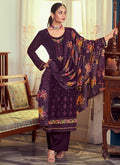 Purple Multi Floral Embroidery Pant Style Suit