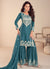 Turquoise Threadwork Embroidery Gharara Suit