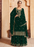 Green Traditional Embroidery Lehenga Kurti