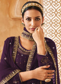 Purple Traditional Embroidery Lehenga Kurti