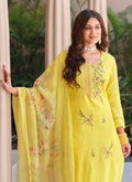 Yellow  Multi Floral Embroidery Cotton Salwar Kameez In Australia