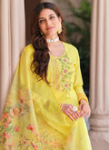 Yellow  Multi Floral Embroidery Cotton Salwar Kameez In Usa Uk Canada