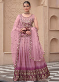 Dusty Pink Mirror Work Embroidery Festive Lehenga Choli