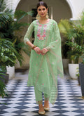 Light Green Multi Floral Embroidery Traditional Salwar Kameez