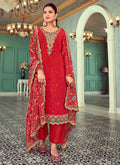 Red Multicoloured Embroidery Casual Salwar Kameez