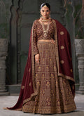 Maroon Embroidered Wedding Lehenga Choli