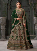 Dark Green Embroidered Wedding Lehenga Choli