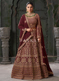 Maroon Embroidered Wedding Lehenga Choli