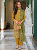 Ochre Yellow Handwork Embroidery Traditional Salwar Kameez