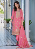 Pink Golden Embroidery Traditional Salwar Kameez