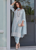 Sky Blue Embroidered Pakistani Dress