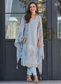 Sky Blue Embroidered Pakistani Dress