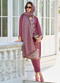 Mauve Purple Thread Embroidery Pakistani Suit