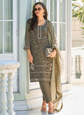 Olive Green Thread Embroidery Pakistani Suit