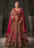 Magenta Pink And Red Embroidered Bridal Lehenga Choli