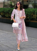 Pale Pink Embroidered Floral Print Pakistani Dress