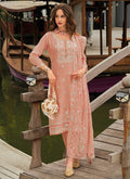 Peach Embroidery Festival Salwar Kameez Suit