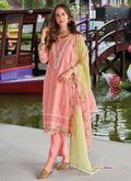 Shop Latest Indian Clothes Collection Of Peach Pant Style Suit Online In Australia, Newzealand, Germany & worldwide free shipping at affordable price order today.