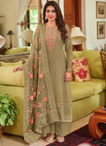 Green Multi Floral Embroidery Palazzo Suit