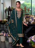 Dark Green Traditional Embroidery Pakistani Pant Suit