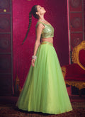 Lilac Green Sequins Embroidery Party Wear Lehenga Choli