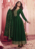 Dark Green Golden Embroidery Traditional Anarkali Suit