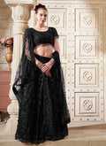 Black Sequence Embroidery Festive Style Lehenga Choli