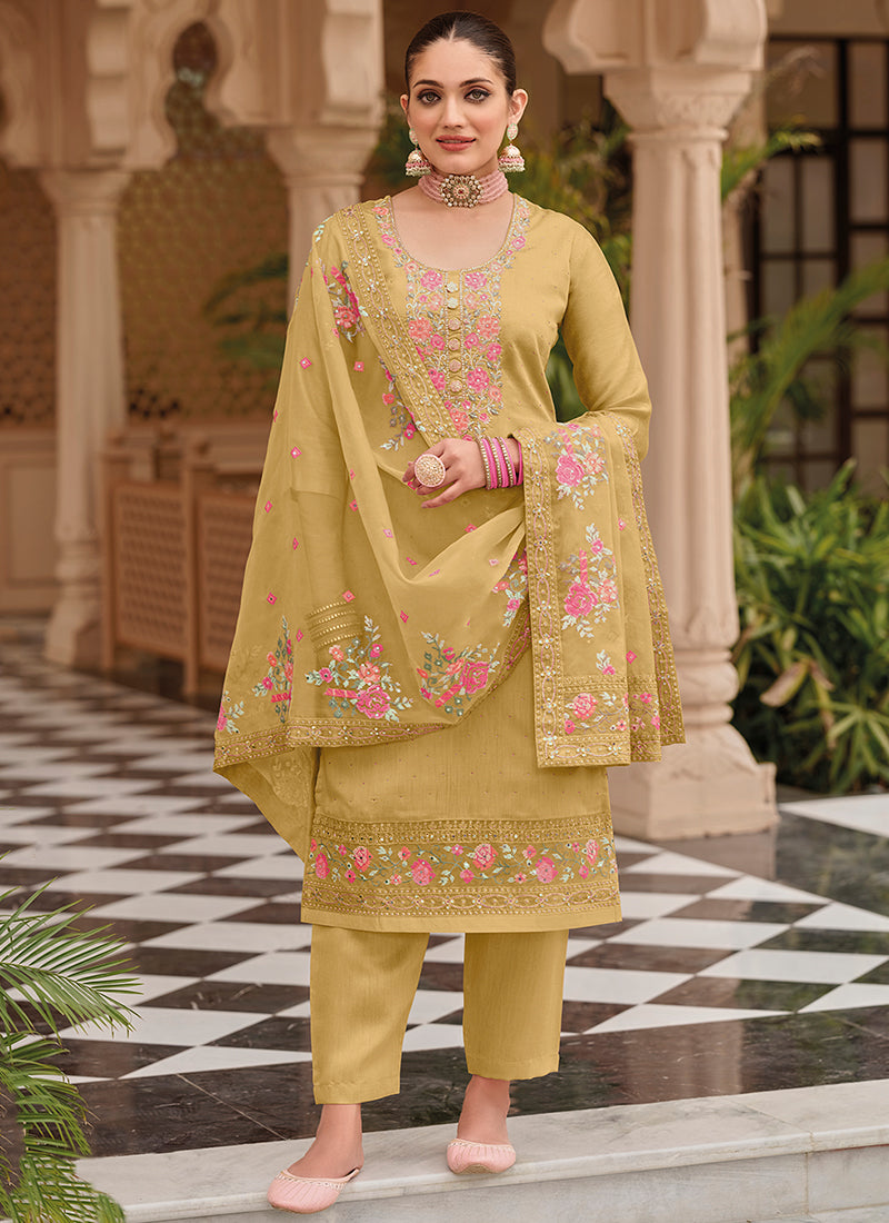 Hatkay - Beige Multi Embroidery Traditional Silk Salwar Suit Shop This  Dress For 65.00 USD Search for Product Code :- VP-5432 Shop -   #hatkay #desiclothes  #eidcollection2023 #festivecollection