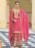 Rani Pink Multi Embroidery Festive Lehenga Kurti