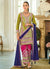 Green And Pink Multicolored Embroidery Palazzo Style Suit