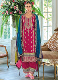 Magenta Multicolored Traditional Embroidery Pant Style Suit