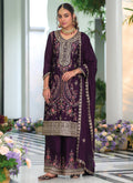 
Deep Purple Multi Embroidery Traditional Palazzo Suit
