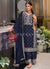 Dark Blue Embroidered Palazzo Suit