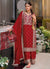 Bridal Red Traditional Embroidery Chinnon Palazzo Suit