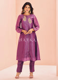 Purple Handwork Kurta And Pant Suit