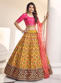 Yellow And Pink Embroidery Festive Lehenga Choli