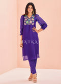 Indigo Blue Handwork Kurta And Pant Suit