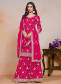 Rani Pink Embroidered Palazzo Style Suit