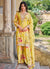 Light Yellow Embroidery Printed Palazzo Suit