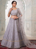 Grey Sequence Embroidery Wedding Lehenga Choli