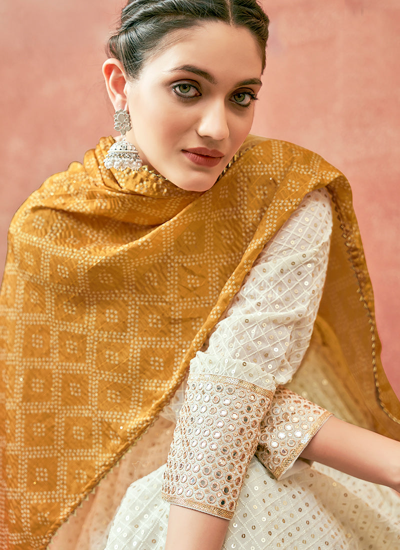 Buy Indian Anarkali - Off White Sequence Embroidered Designer Anarkali ...