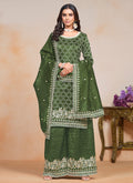 Green Embroidered Traditional Palazzo Suit