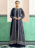 Dark Blue Embroidery Jacket Style Anarkali Dress