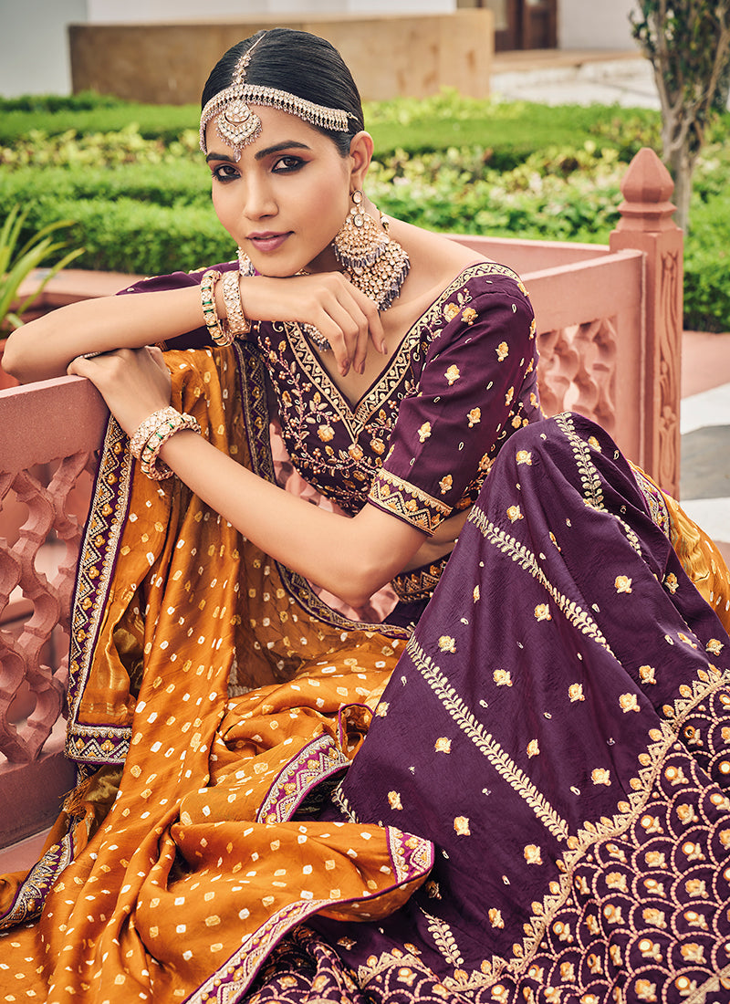 Buy Designer Lehenga - Deep Purple Multi Embroidery Festive Lehenga Choli