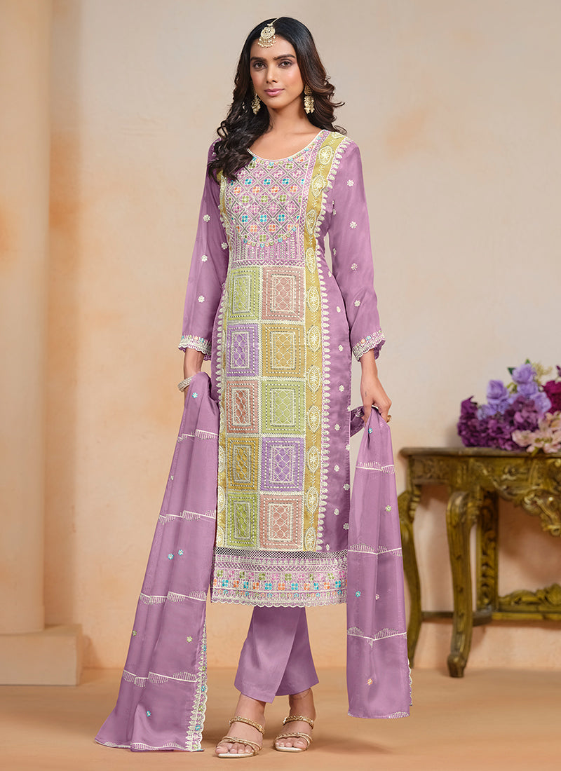 Lavender Multi Embroidery Festival Salwar Suit