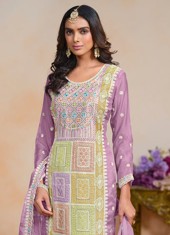 Lavender Multi Embroidery Festival Salwar Suit