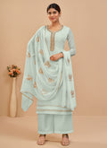 Light Blue Multi Embroidered Pakistani Pant Style Suit