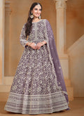 Purple Embroidery Festive Anarkali Suit